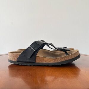 Birkenstock Gizeh Birko Flor Black Thong Sandals | EU 36